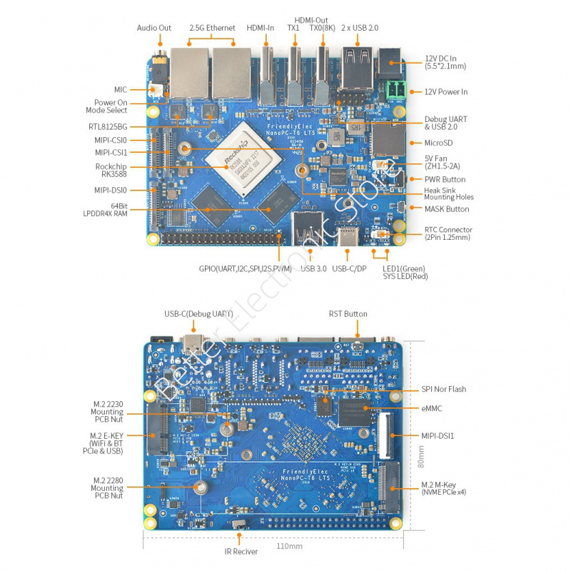 Плата для разработки TopElec N – обзор и цена Nanopc T6 16Gb